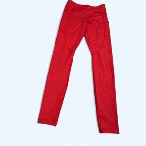 ZYIA Bold Red Women's Leggings snake print design side pockets